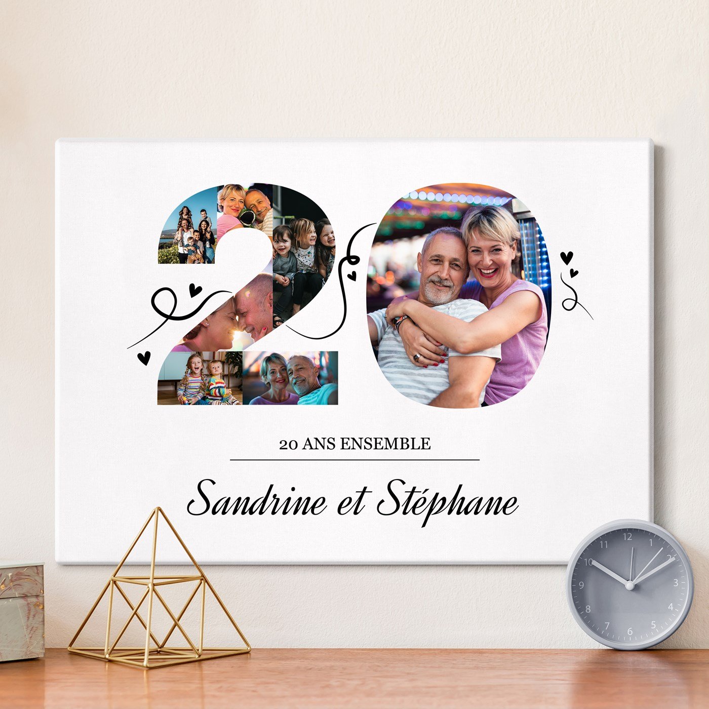 Colaje de fotos personalizado en lienzo para el 20º aniversario de boda (50x70cm)