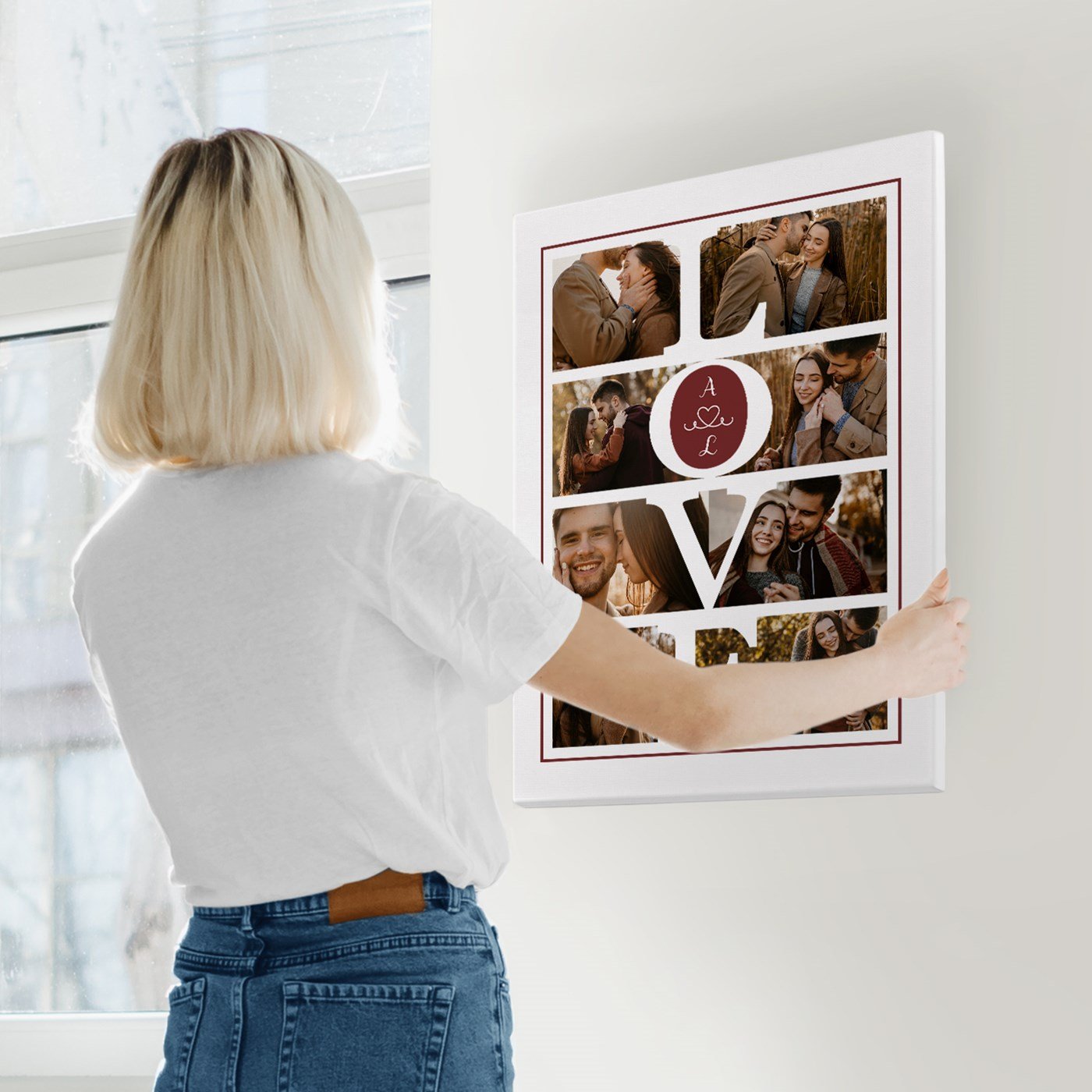 Collage photo personnalisé Murrano sur toile 50x70cm pour couple amour