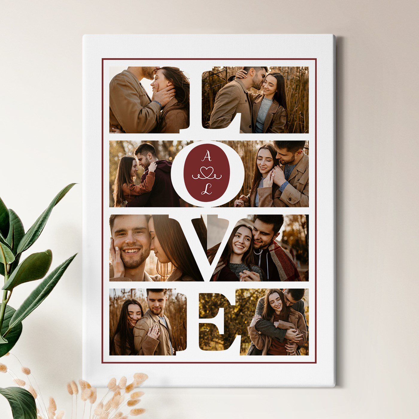 Collage photo personnalisé Murrano sur toile 50x70cm pour couple amour