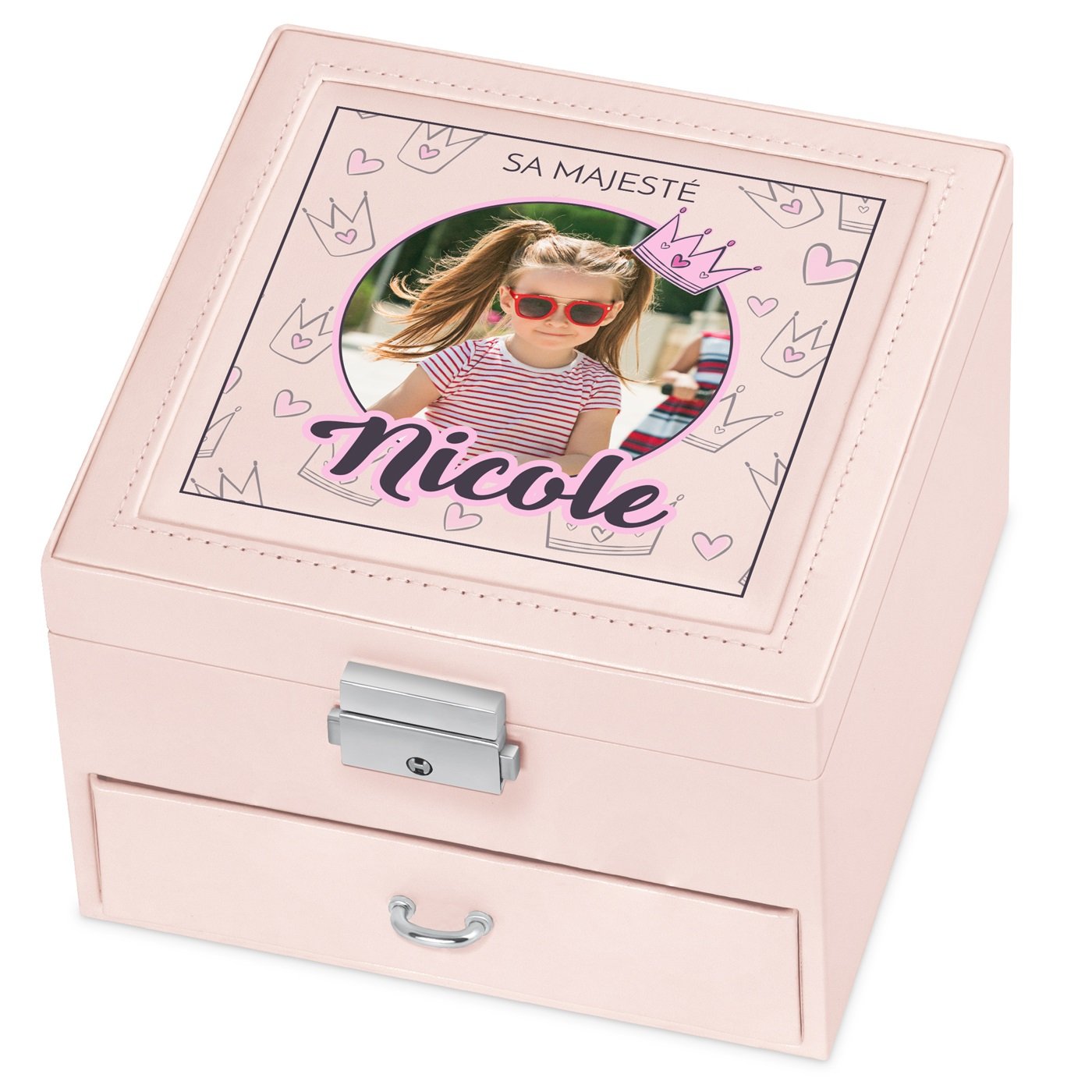 Boîte à bijoux rose personnalisée Murrano