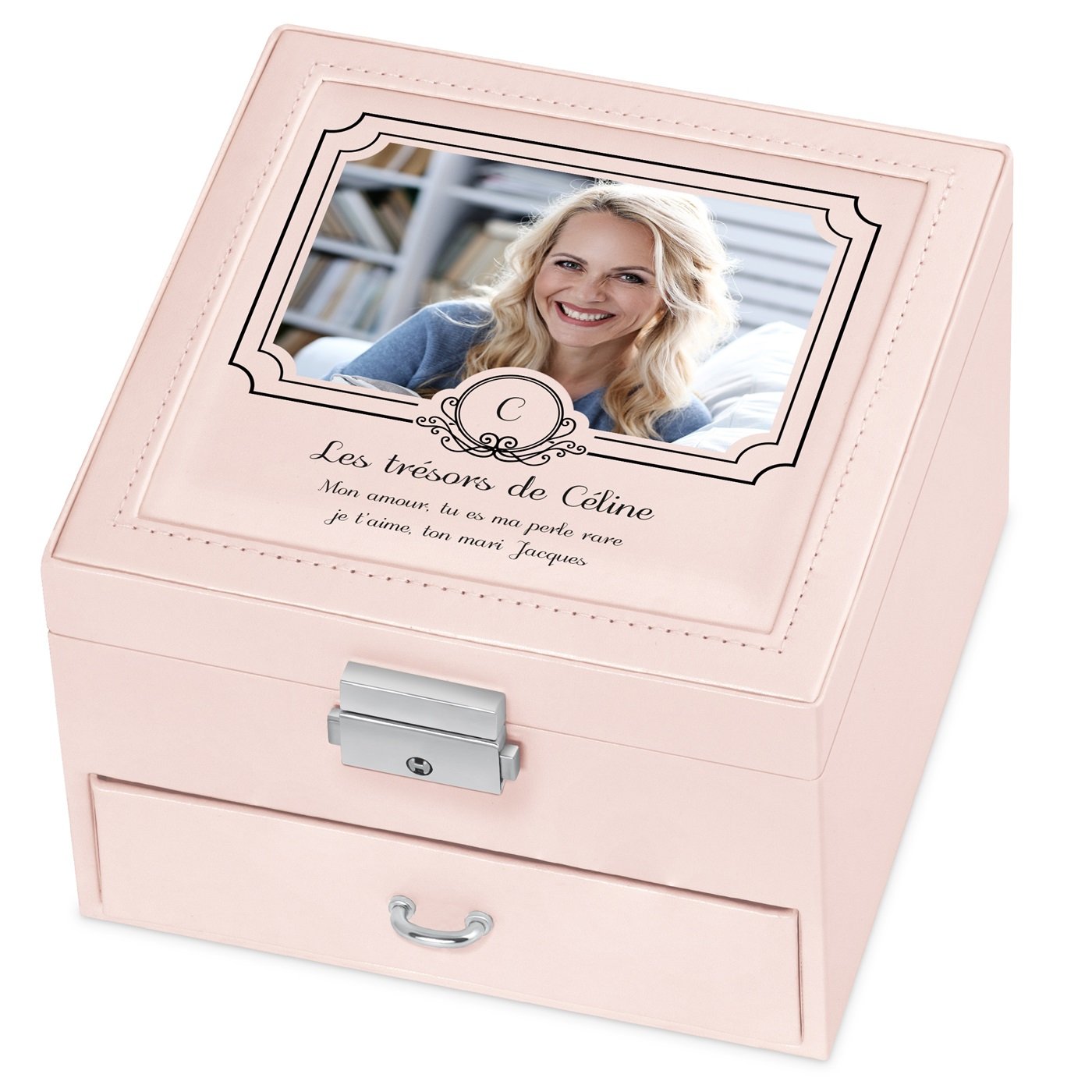 Murrano Personalized Jewelry Box - Pink with Photo