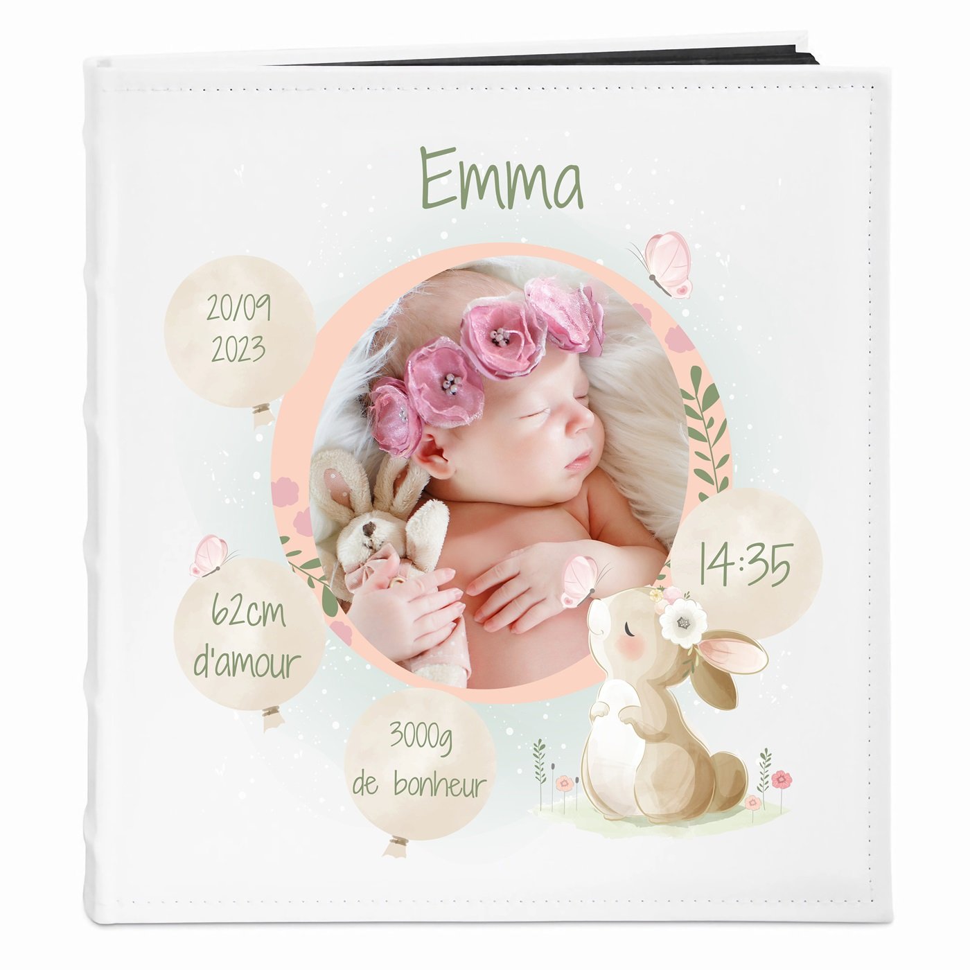Álbum de fotos personalizado Murrano para niñas al nacer