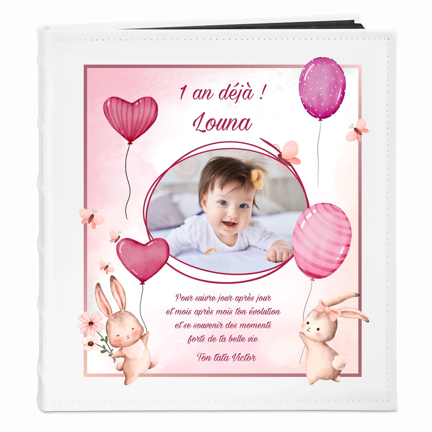 Álbum de fotos personalizado Murrano para el cumpleaños de su hija