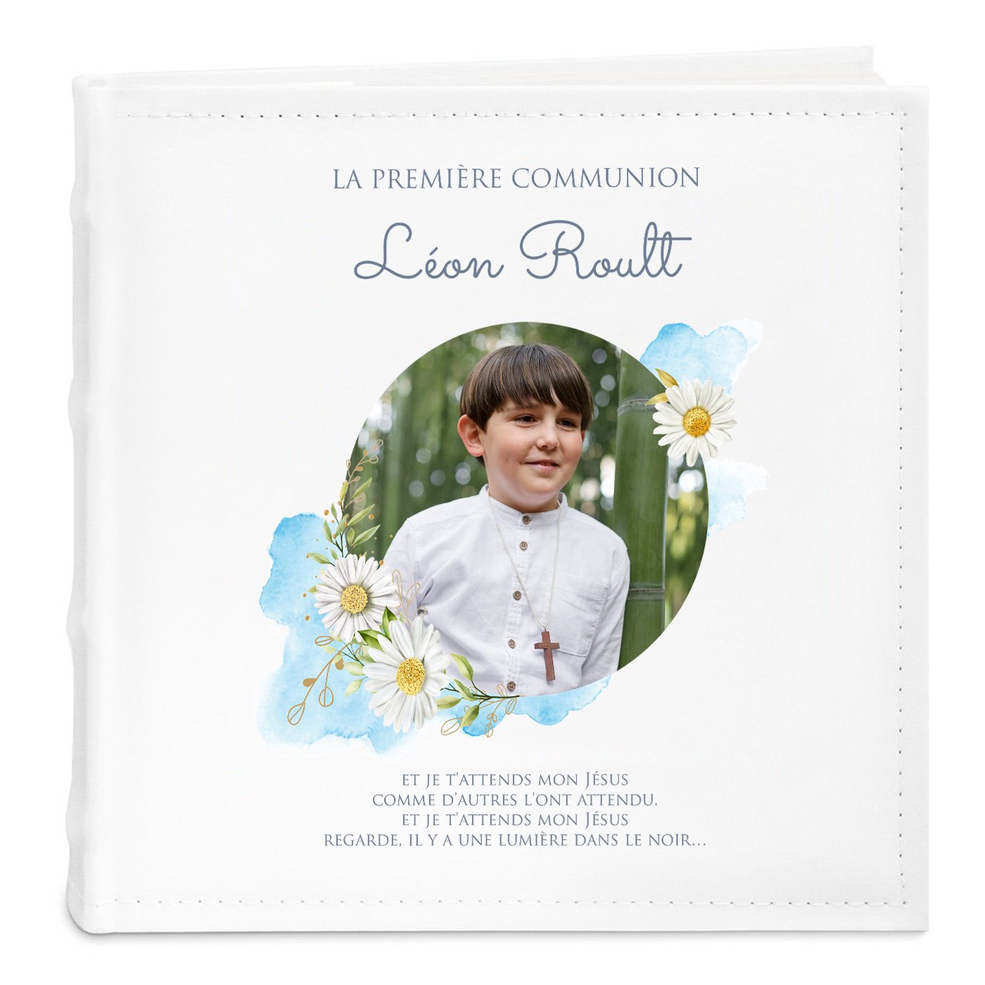Álbum de fotos personalizado Murrano para la primera comunión de su nieto