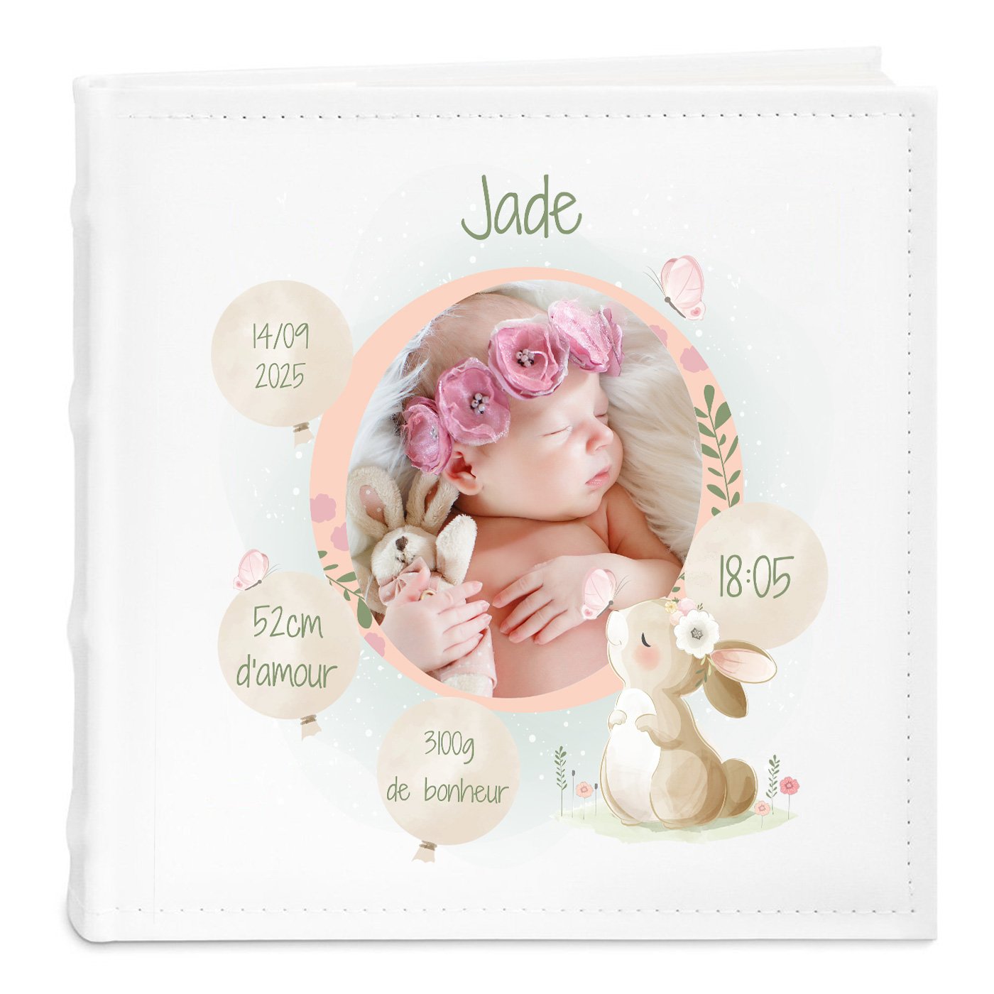 Álbum de fotos personalizado Murrano para el nacimiento o el cumpleaños de su ahijada