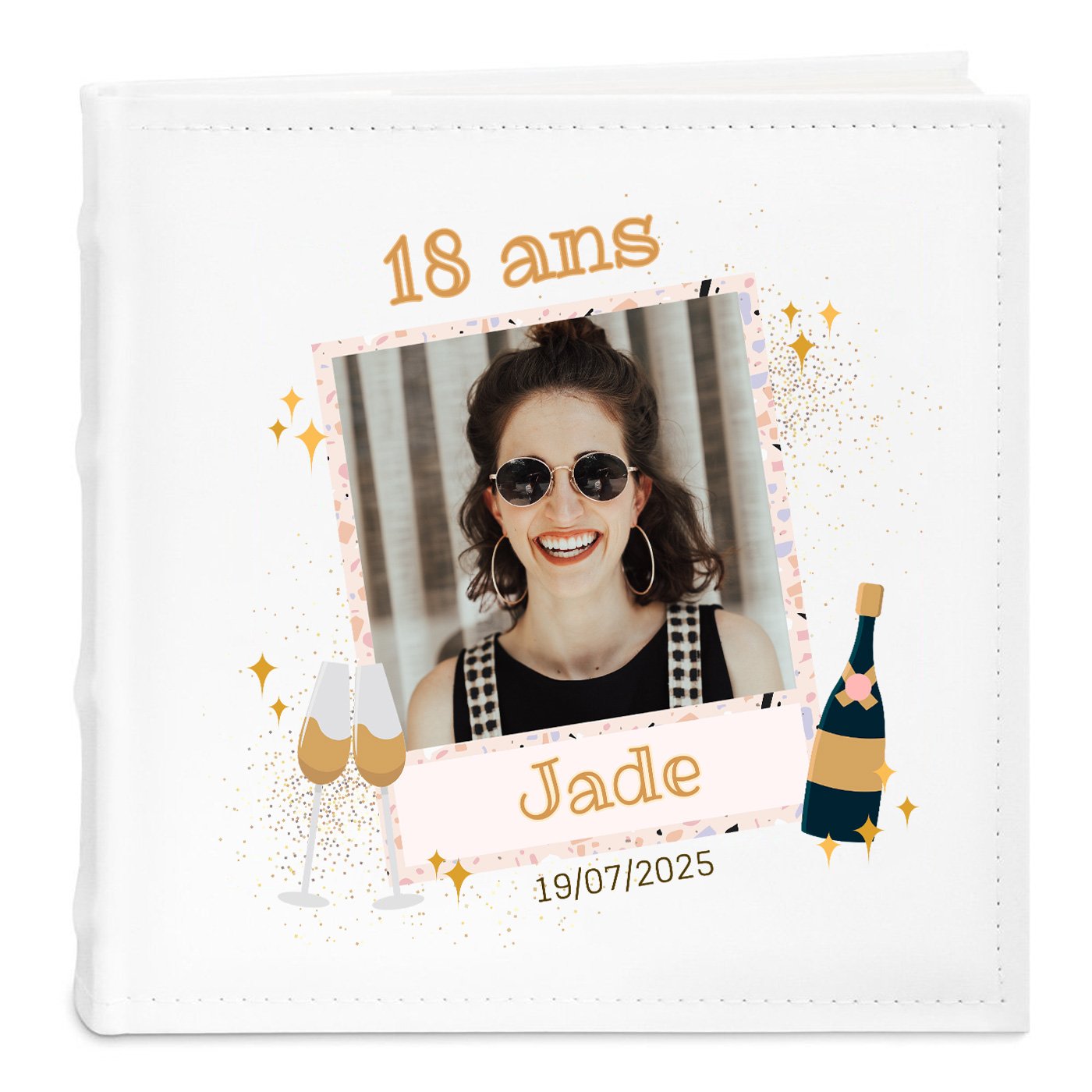 Álbum de fotos personalizado Murrano para un cumpleaños número 18 de una joven