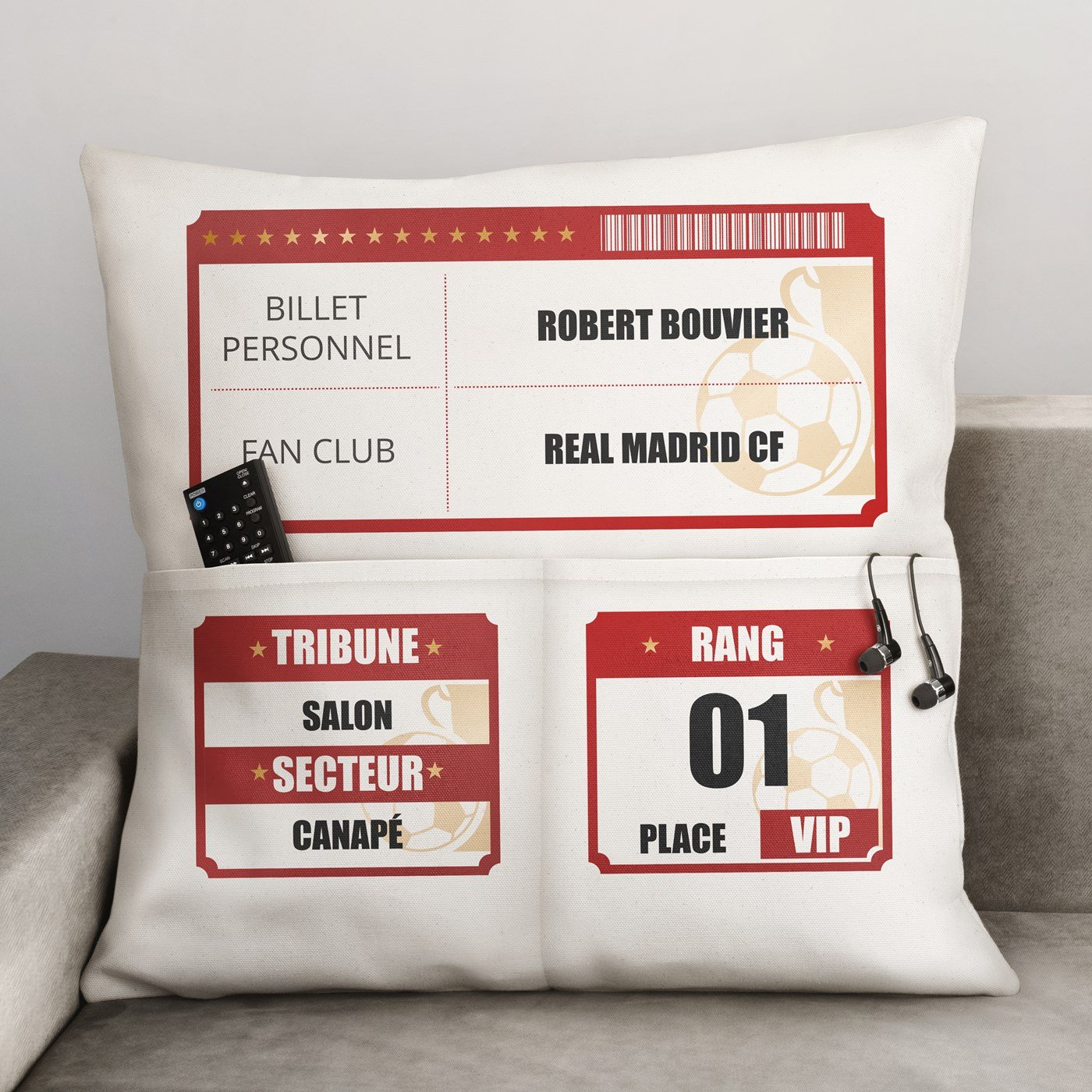 Almohada de algodón Murrano con bolsillos de almacenamiento personalizados