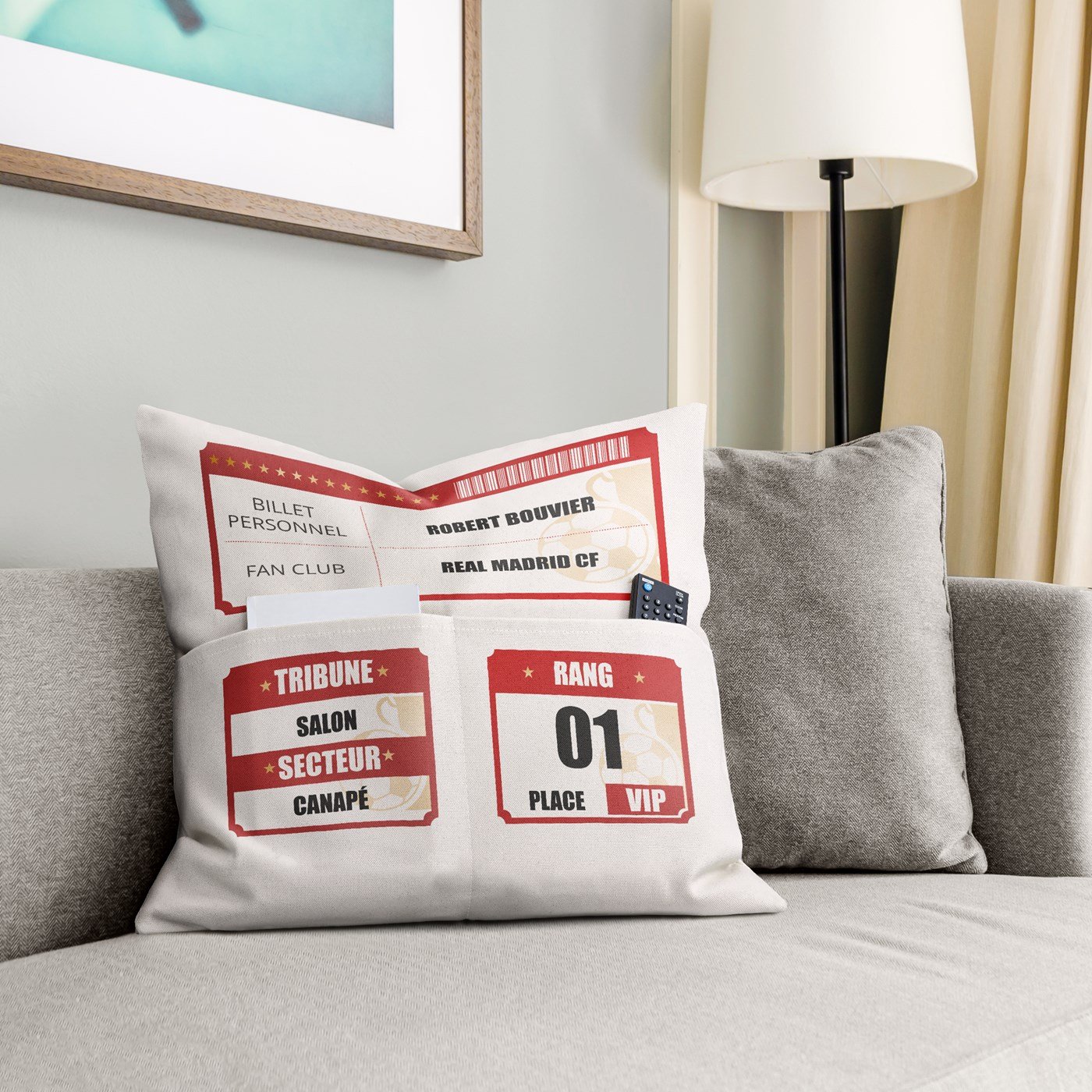 Almohada de algodón Murrano con bolsillos de almacenamiento personalizados