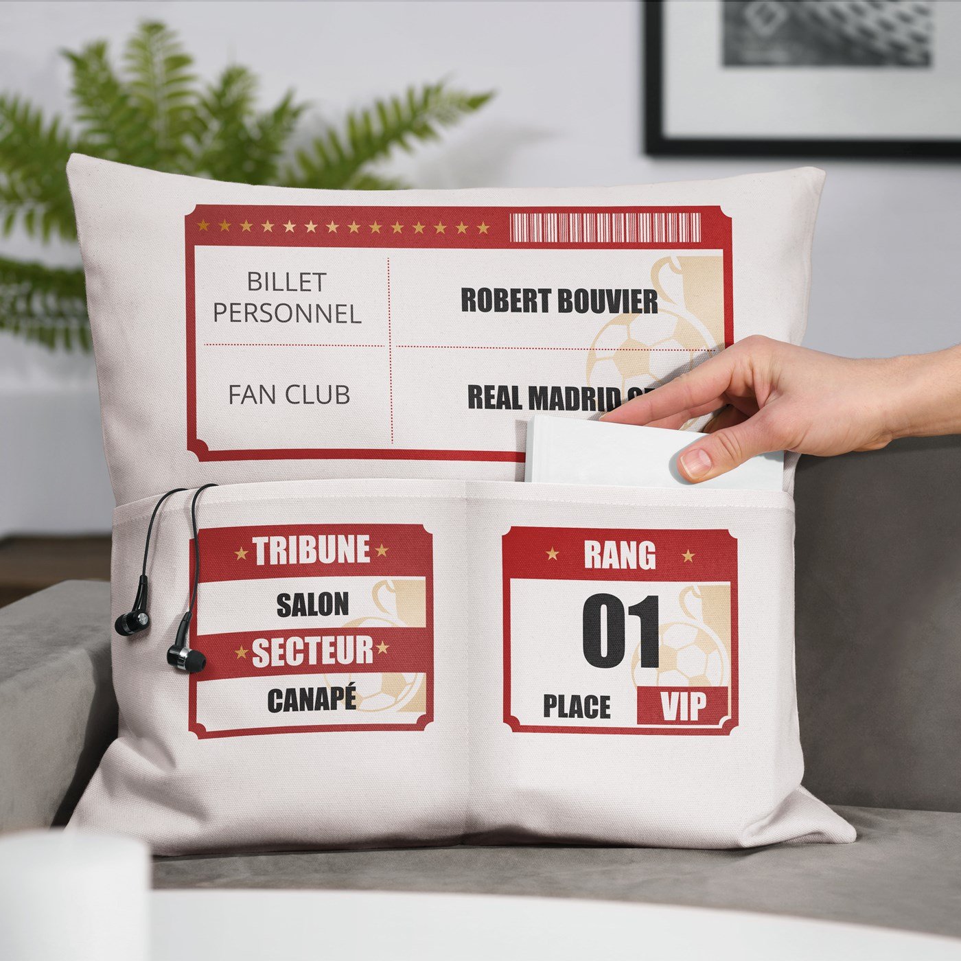 Almohada de algodón Murrano con bolsillos de almacenamiento personalizados
