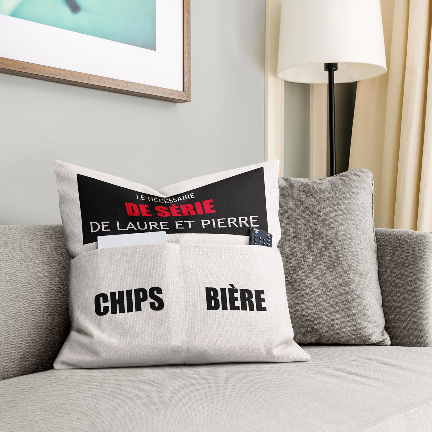 Oreiller en coton Murrano avec poches de rangement pour parents