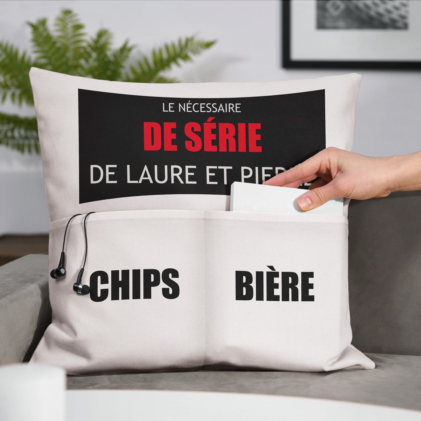 Oreiller en coton Murrano avec poches de rangement pour parents