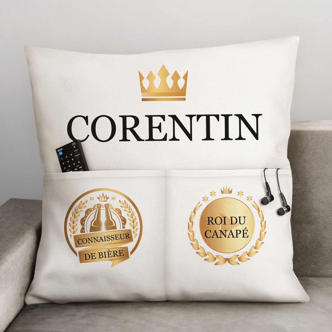 Almohada de algodón Murrano con bolsillos de almacenamiento