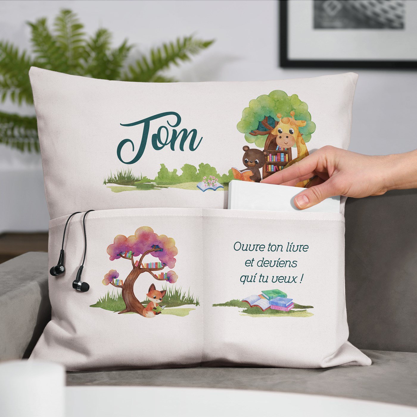 Almohada de algodón Murrano con bolsillos para niños pequeños