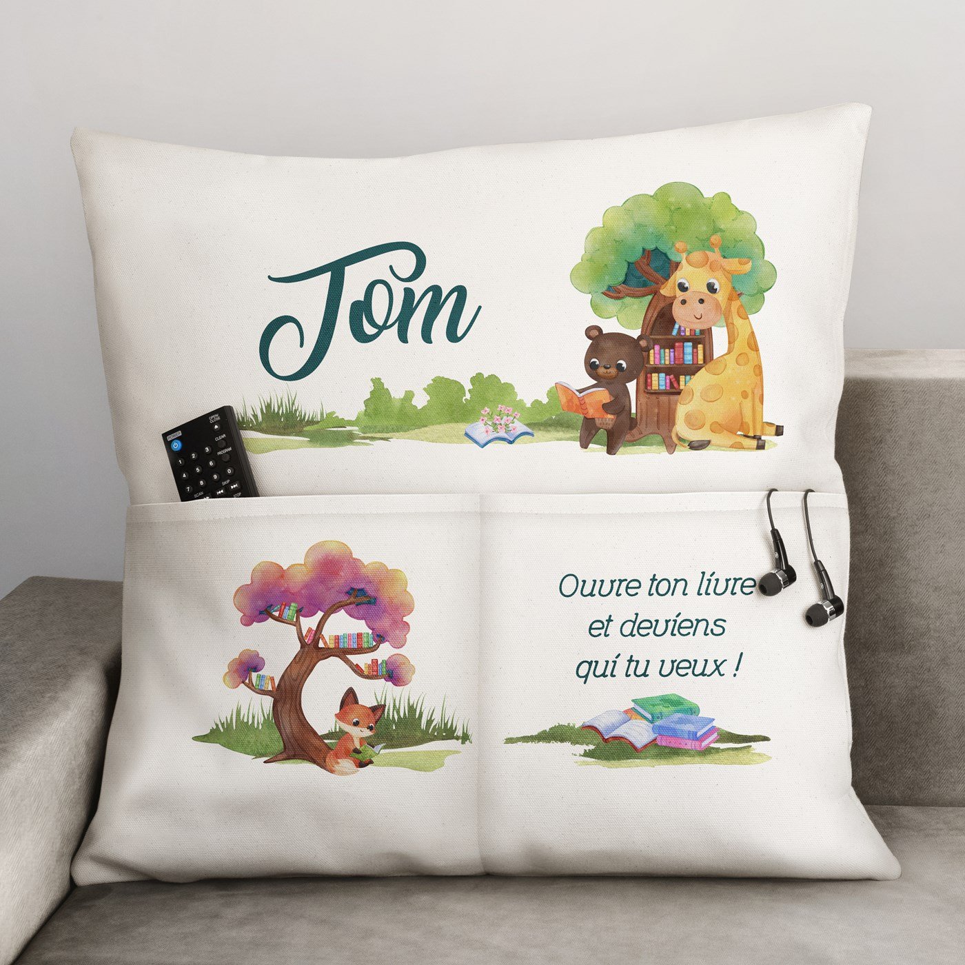 Almohada de algodón Murrano con bolsillos para niños pequeños