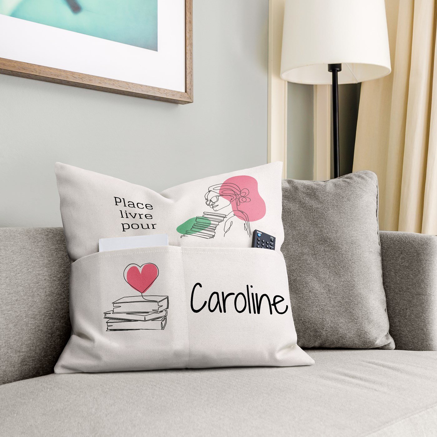 Almohada de algodón Murrano con bolsillos de almacenamiento personalizados