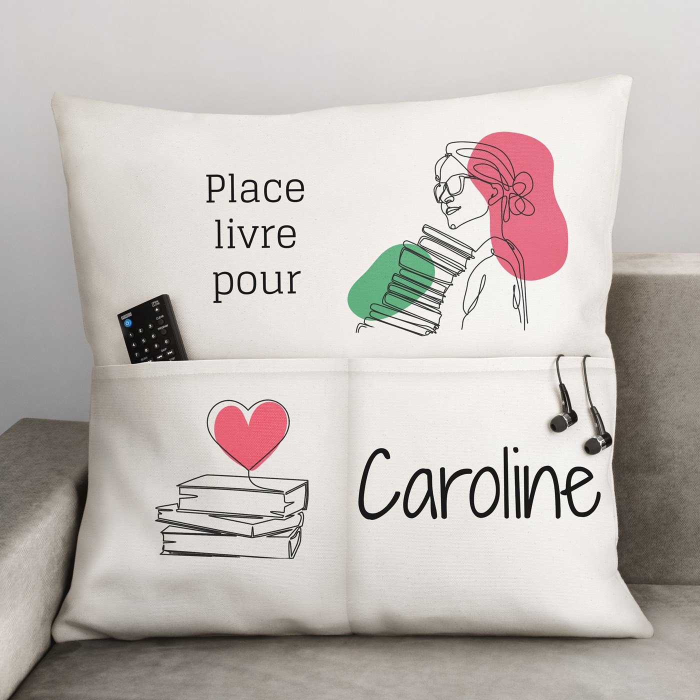 Almohada de algodón Murrano con bolsillos de almacenamiento personalizados