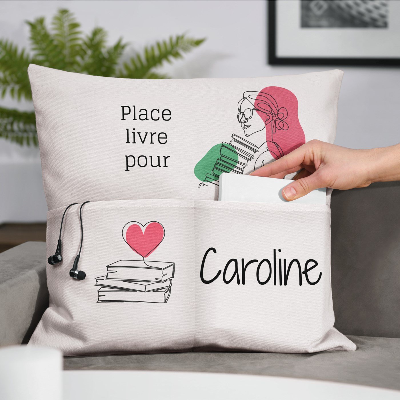 Almohada de algodón Murrano con bolsillos de almacenamiento personalizados