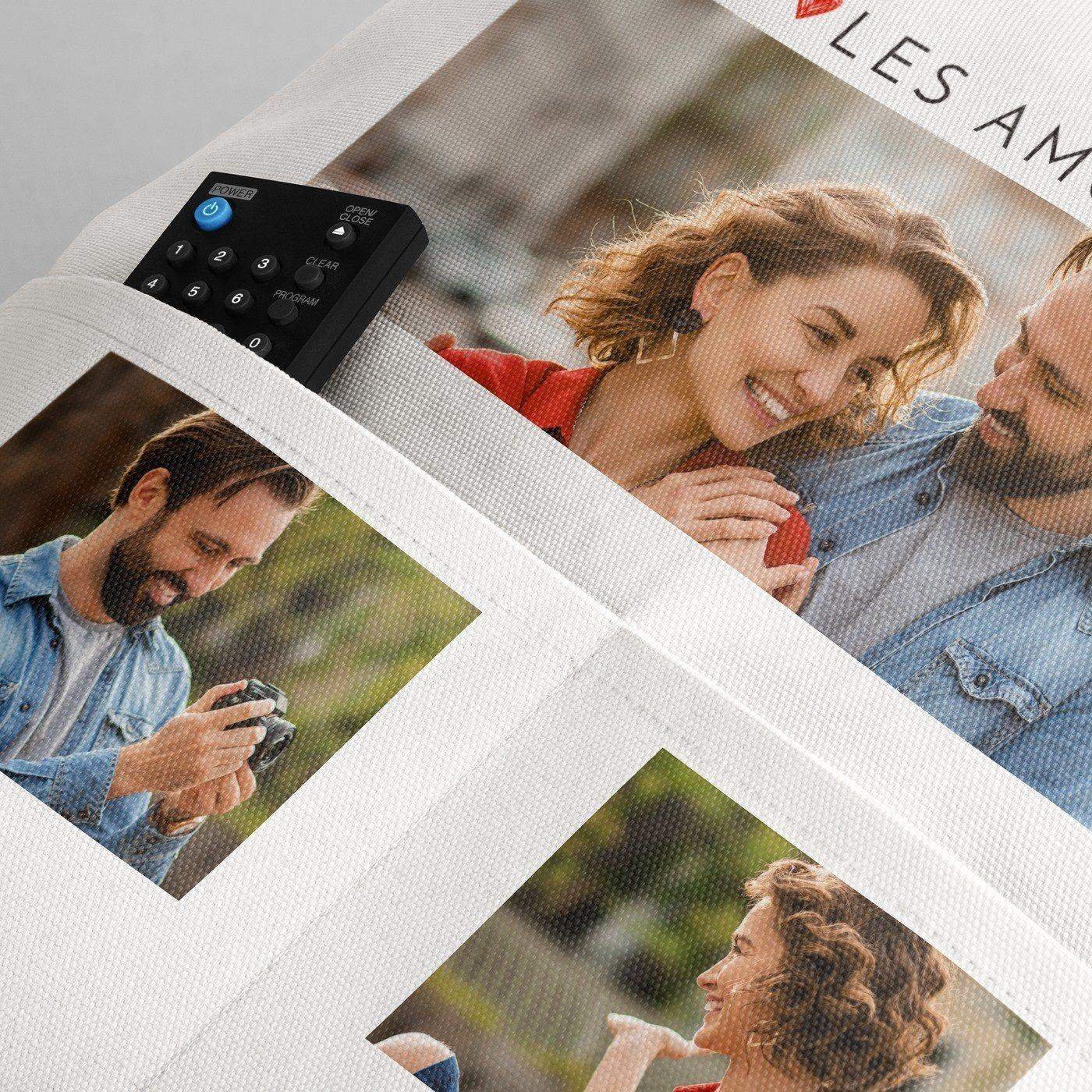 Almohada de algodón Murrano con bolsillos de almacenamiento y foto personalizada para el cumpleaños del padre