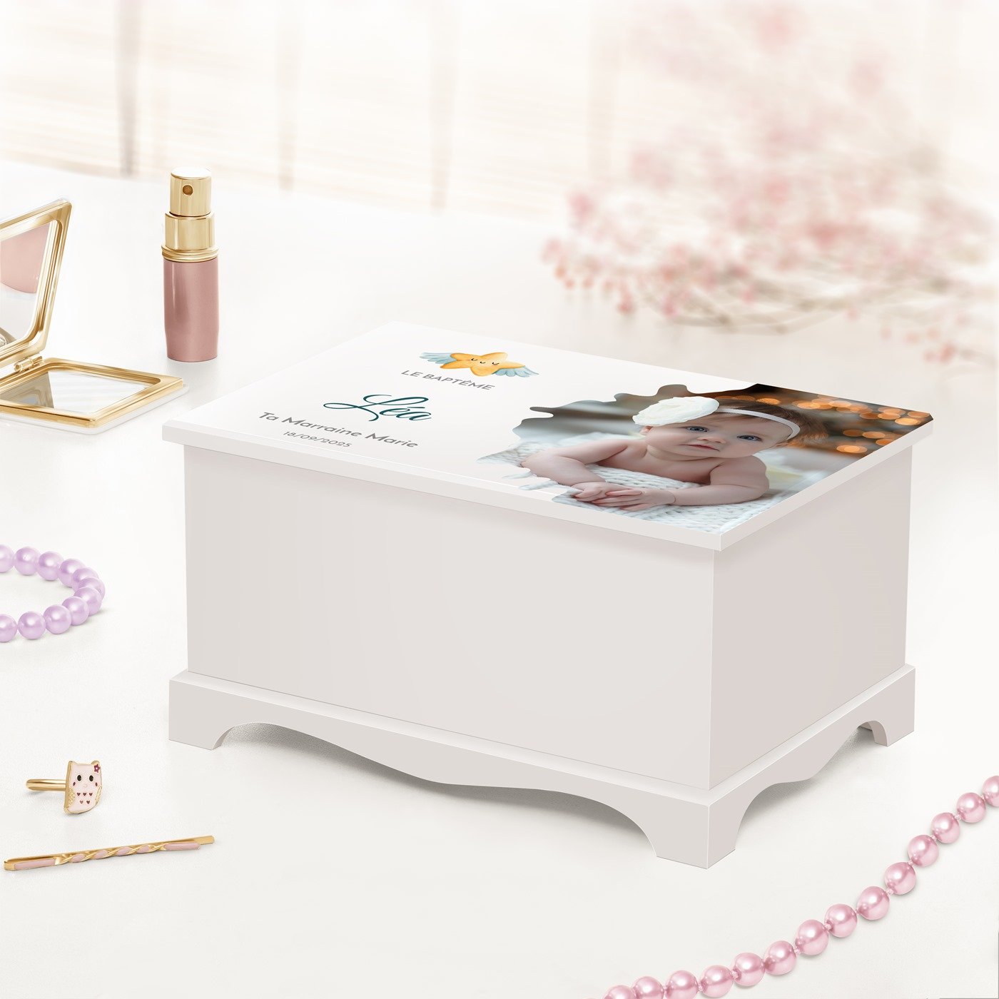 Murrano Personalized Musical Jewelry Box - Ballet Dancer and Photo for Goddaughter