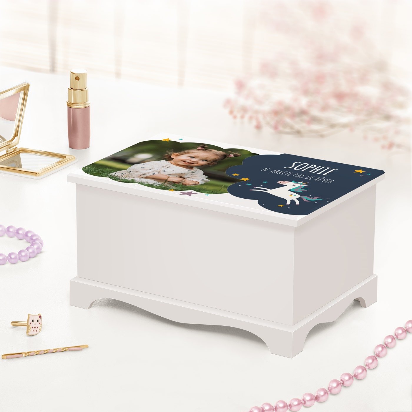 Murrano Personalized Musical Jewelry Box with Ballet Dancer and Photo for a Little Girl