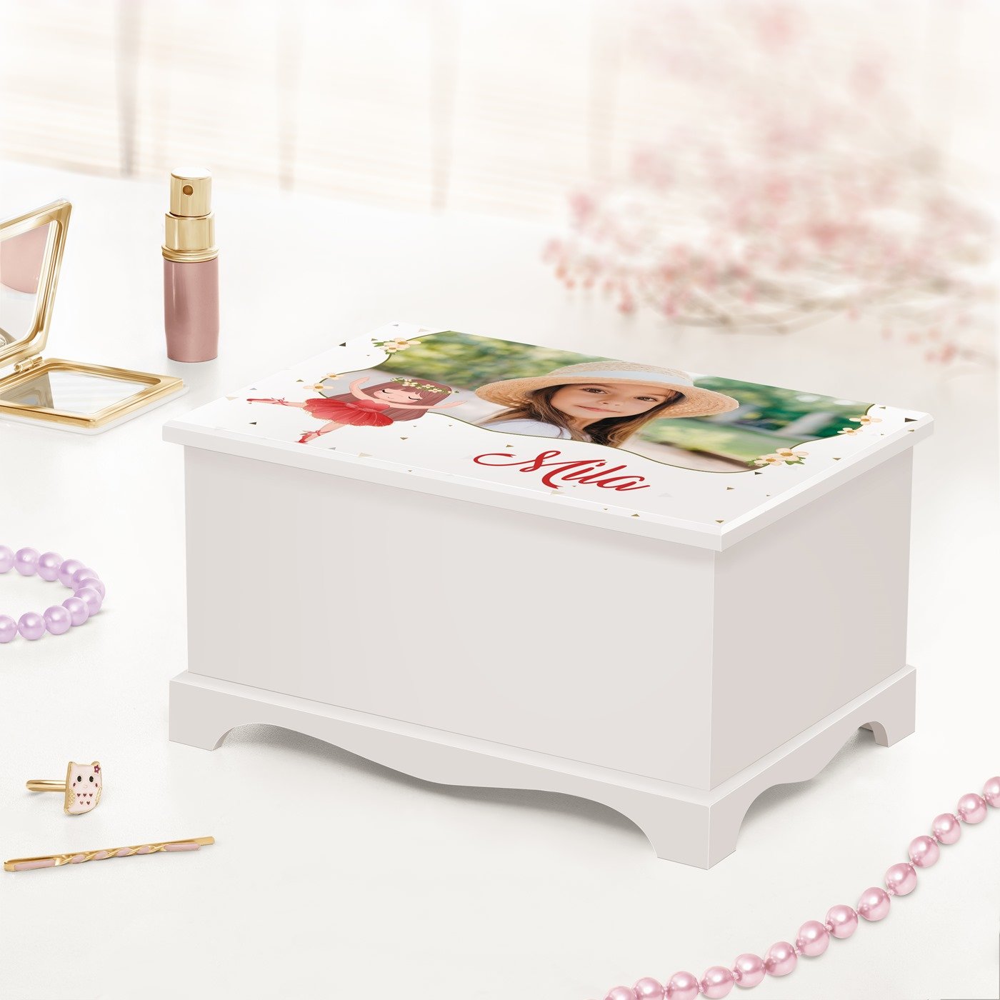 Murrano Musical Jewelry Box - Personalized with Photo for Girl