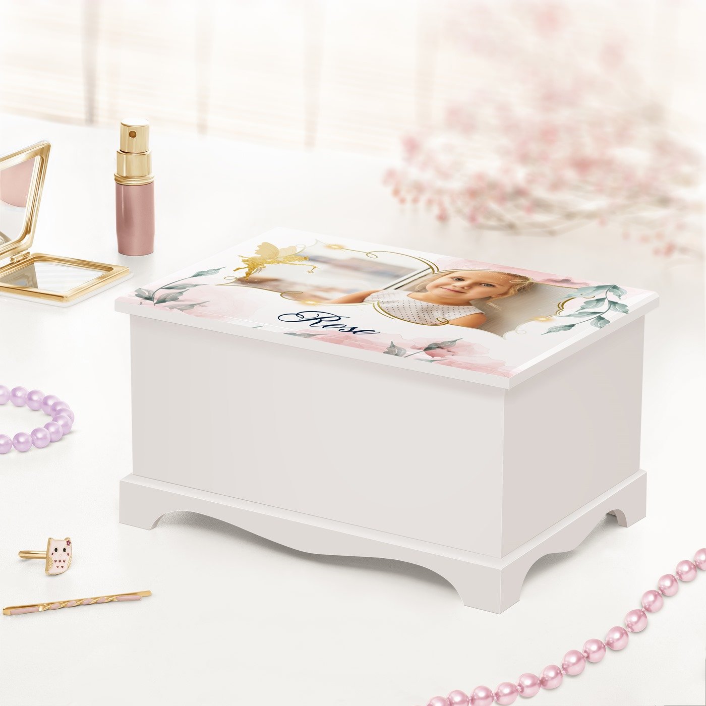 Murrano Musical Jewelry Box with Photo for Granddaughter