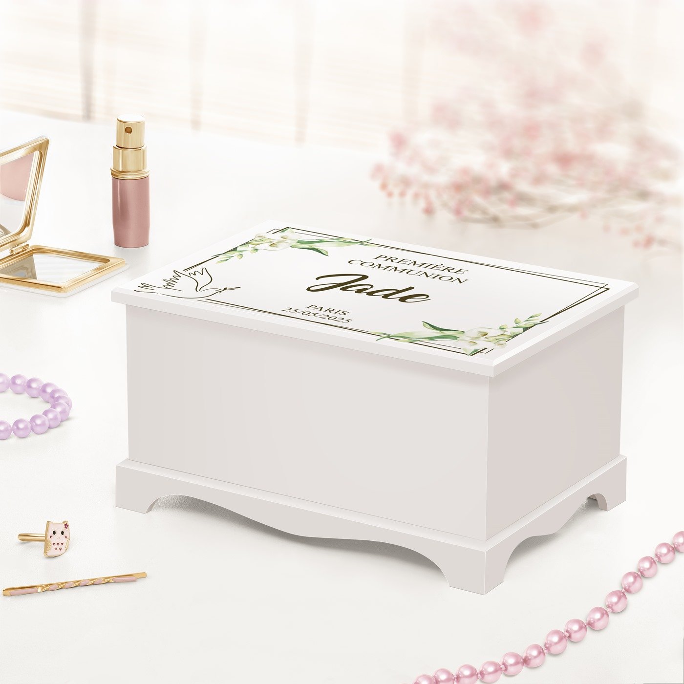 Murrano Personalized Musical Jewelry Box for Little Girls - First Communion