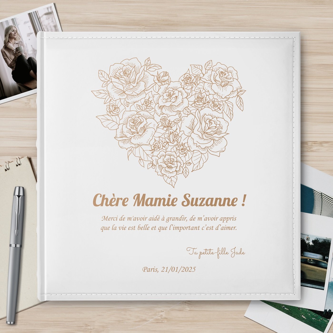 Álbum de fotos personalizado Murrano de gran formato para abuelas