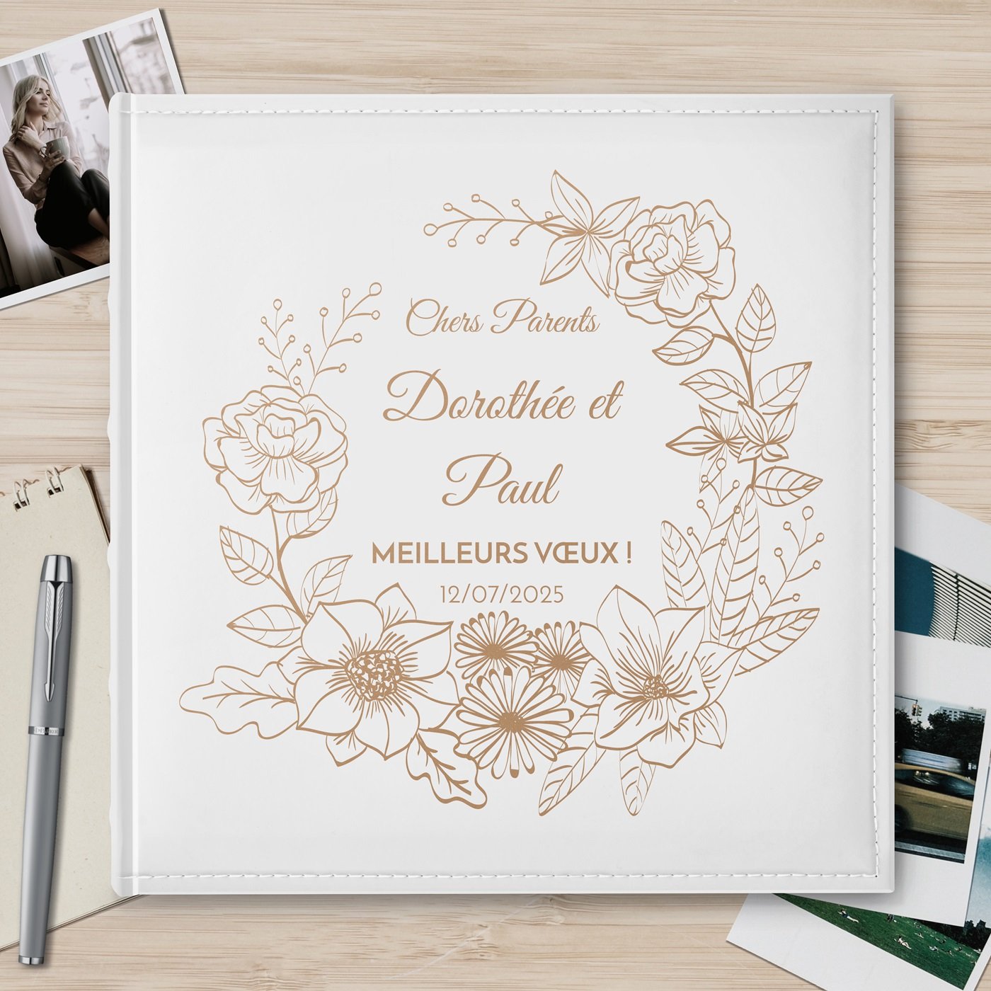 Álbum de fotos personalizado de gran formato de Murrano para el aniversario de boda de los padres