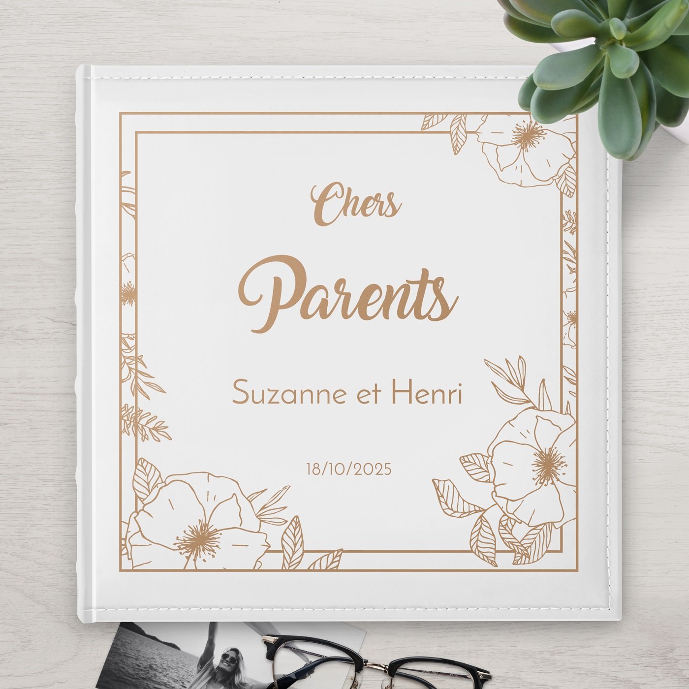 Álbum de fotos de gran formato personalizado de Murrano para padres y abuelos