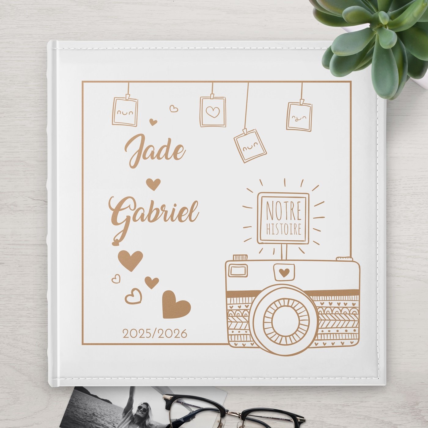Álbum de fotos personalizado Murrano de gran formato para parejas enamoradas