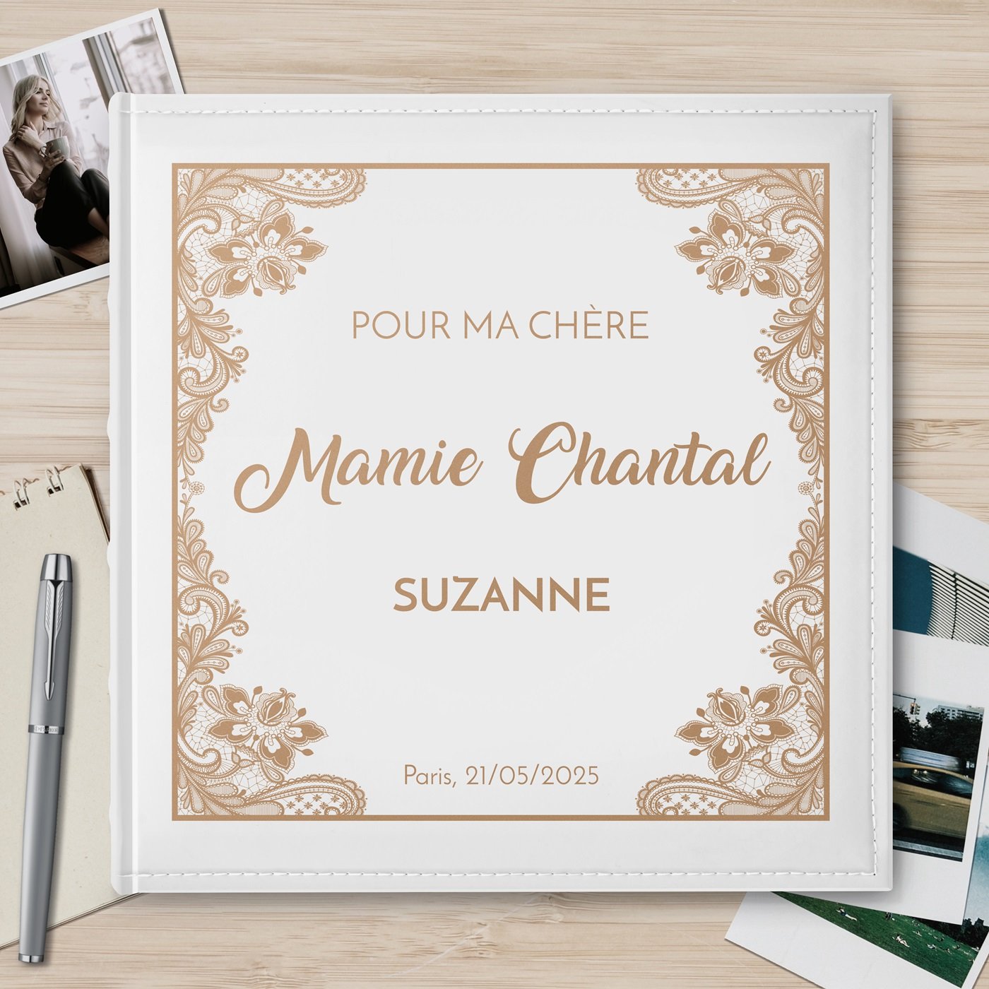Álbum de fotos personalizado de gran formato Murrano para el cumpleaños de la abuela