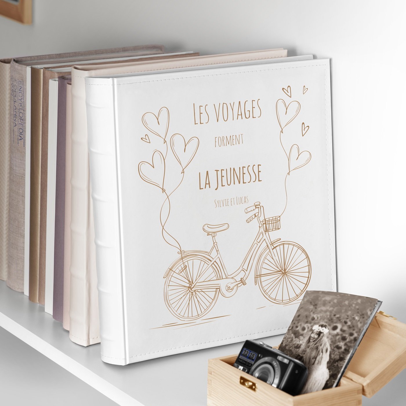 Murrano Large Format Photo Album with Customization for a Cycling Couple