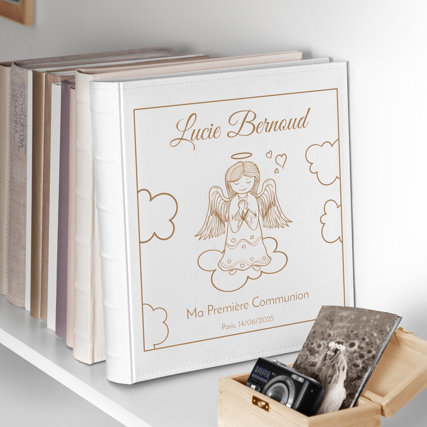 Murrano Personalized Large Format Photo Album for a Little Girl's Baptism