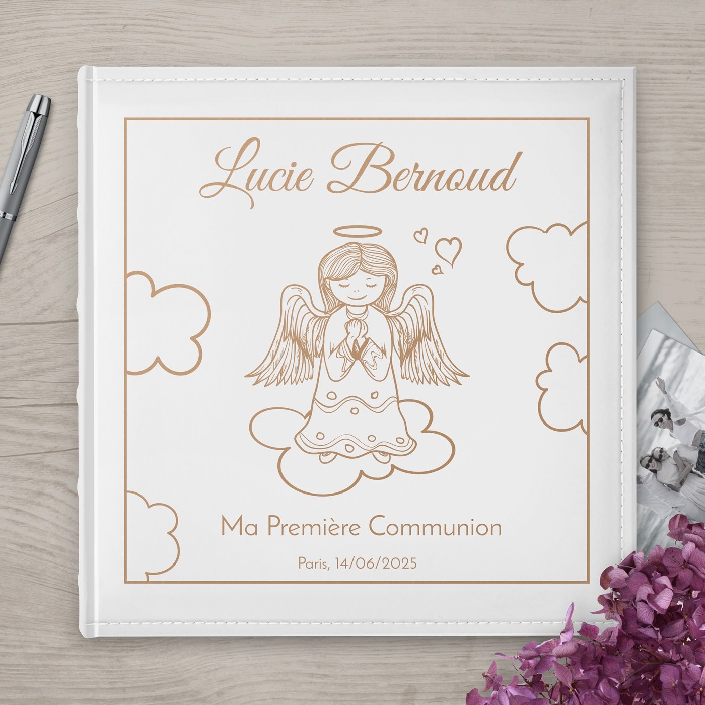 Álbum de fotos personalizado de gran formato para el bautismo de una niña pequeña - Murrano