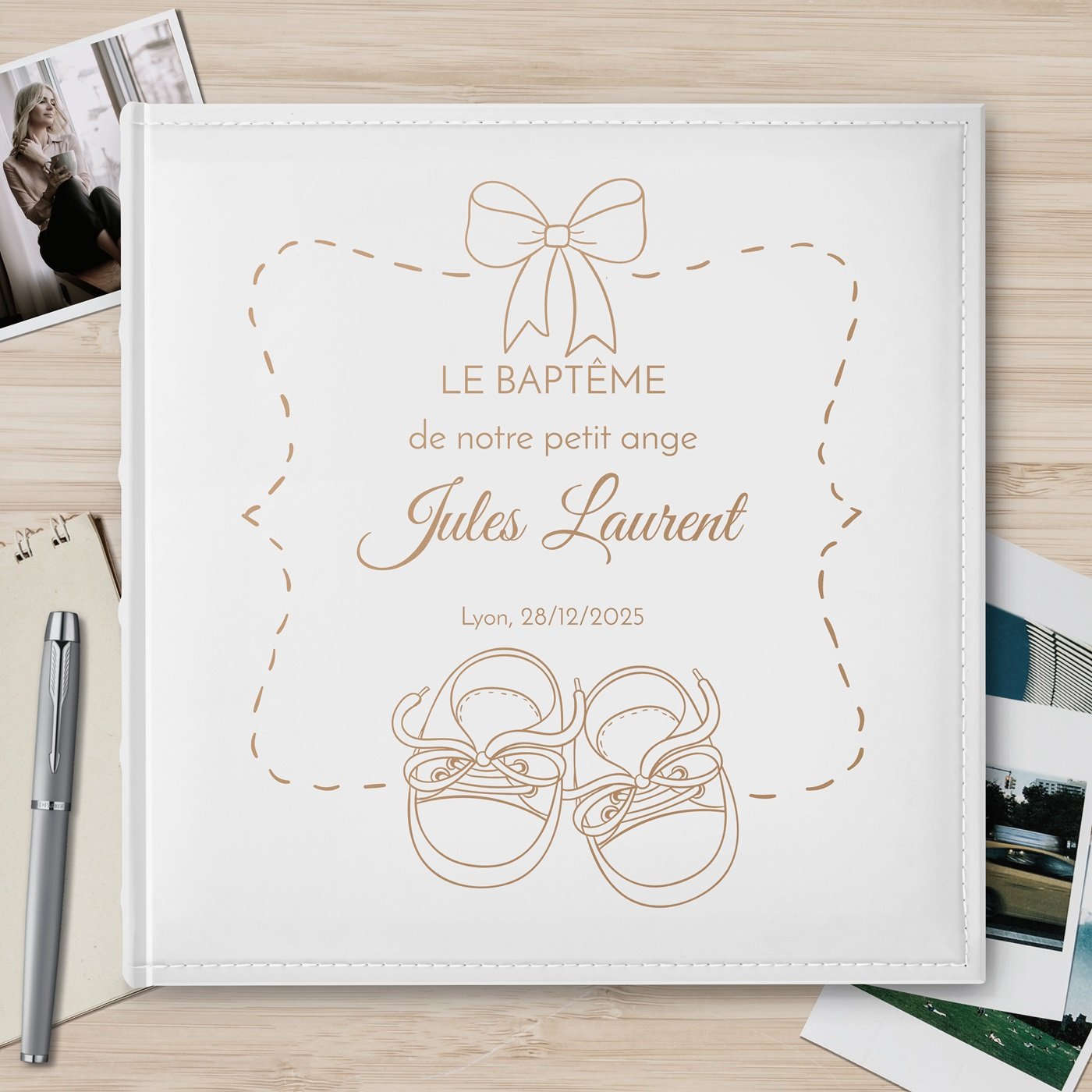 Álbum de fotos de gran formato personalizado para el bautismo de un niño pequeño - Murrano