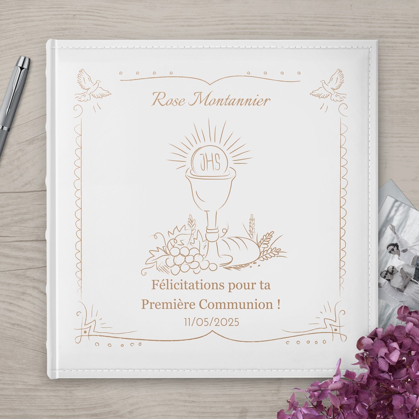 Álbum de fotos personalizado de gran formato para la primera comunión