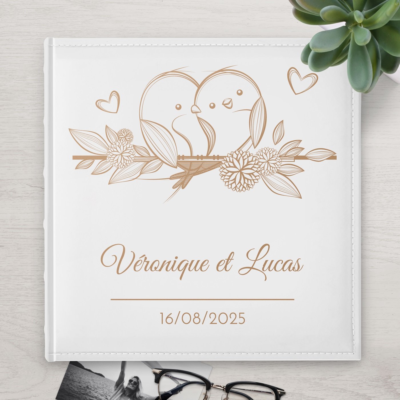 Álbum de fotos Murrano de gran formato personalizado para una pareja inseparable