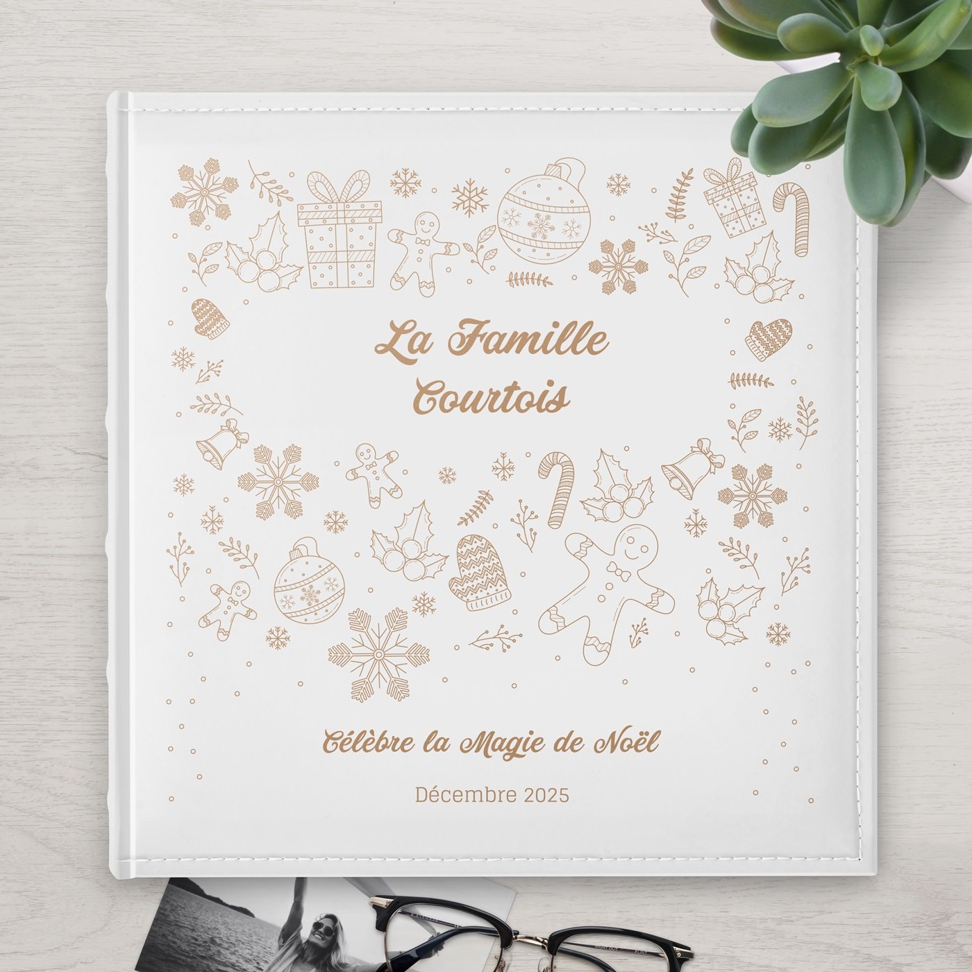 Álbum de fotos de gran formato personalizado de Murrano para la Navidad familiar