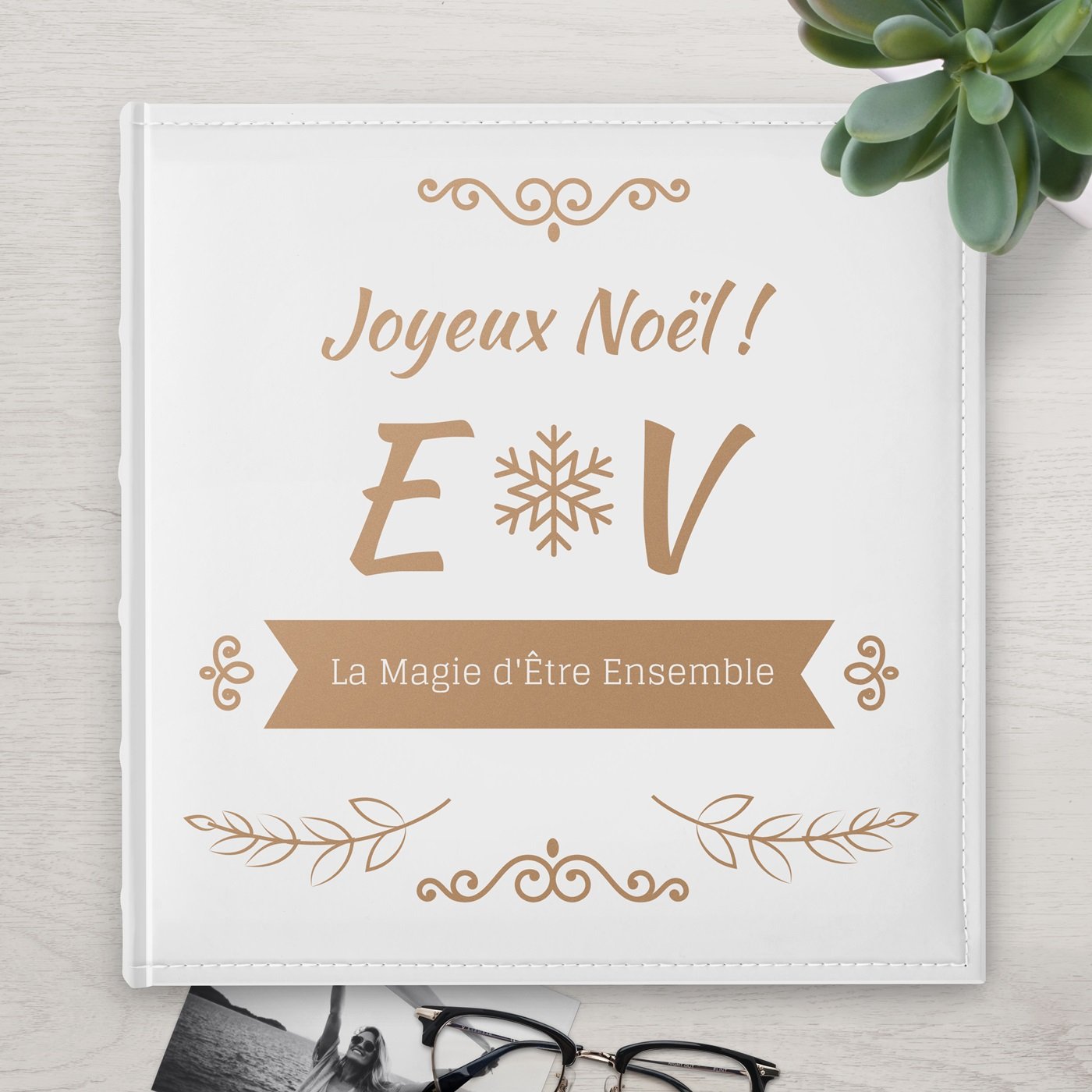 Murrano Joyous Christmas Large Format Photo Album with Customization for Couple