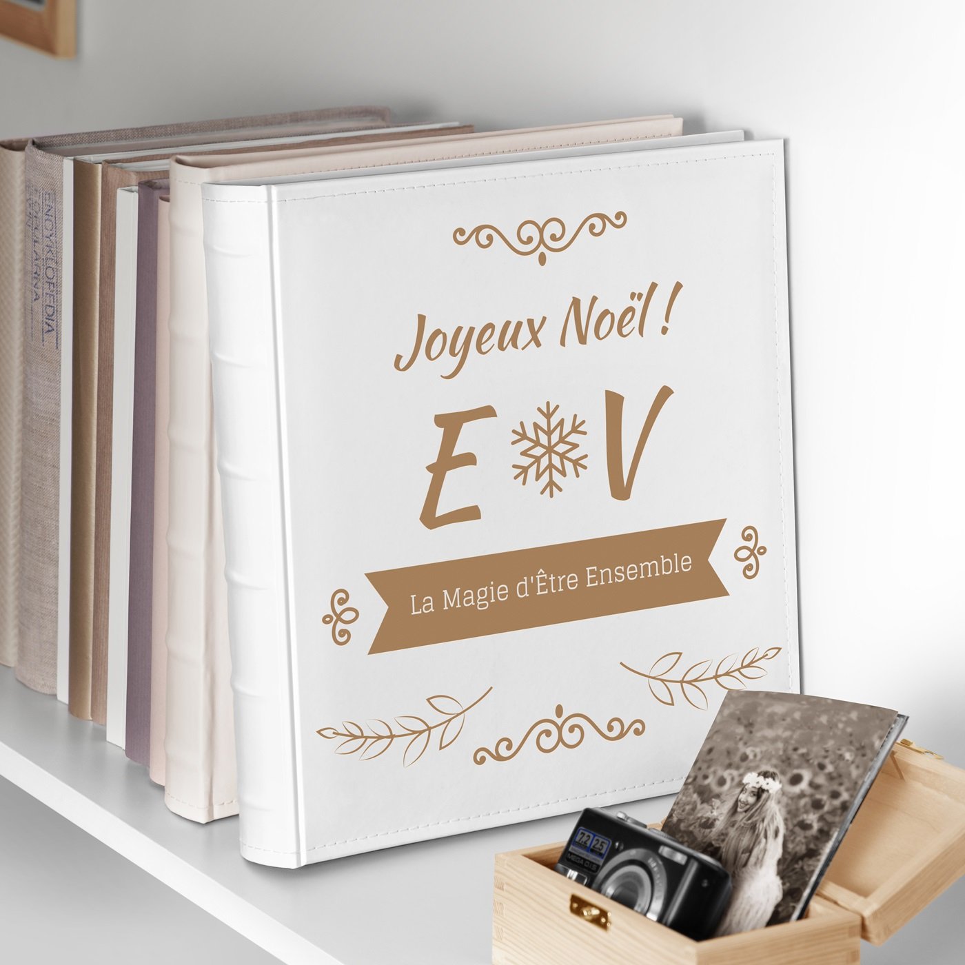Murrano Joyous Christmas Large Format Photo Album with Customization for Couple