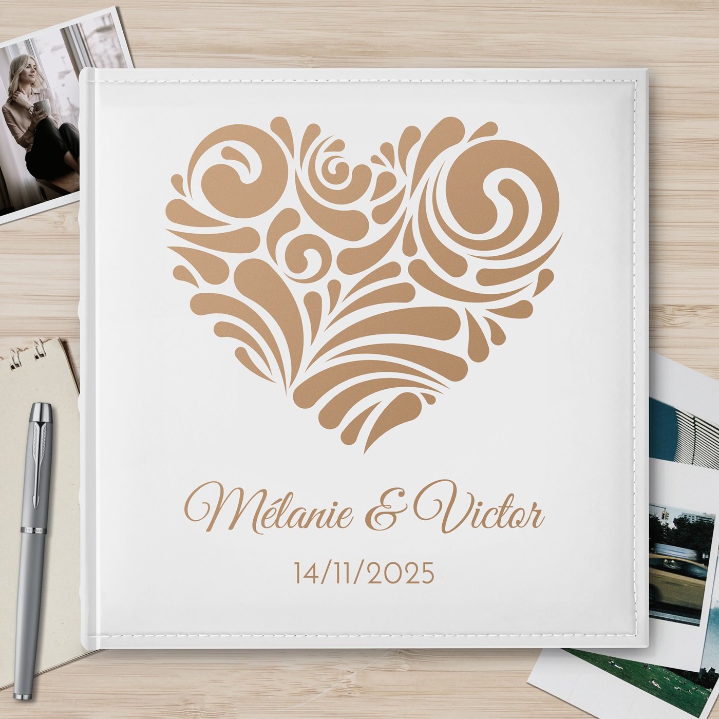 Álbum de fotos de gran formato personalizado de Murrano para parejas jóvenes