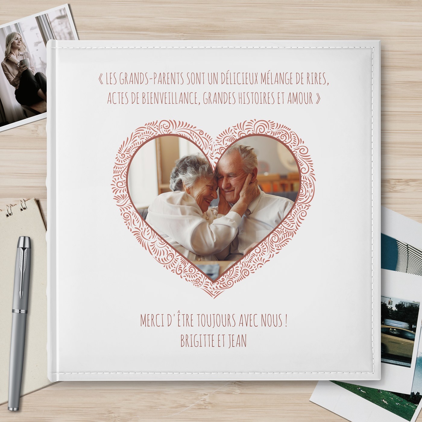 Álbum de fotos de agradecimiento de boda para abuelos Murrano - 10x15