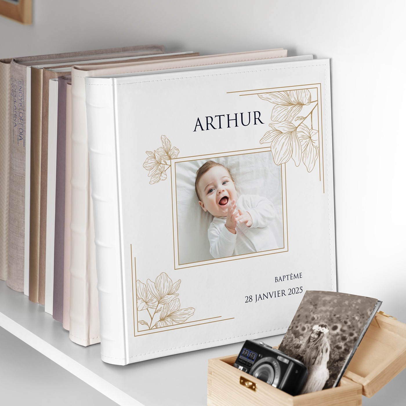 Album photo Murrano 10x15 avec couverture imprimée pour baptême garçons