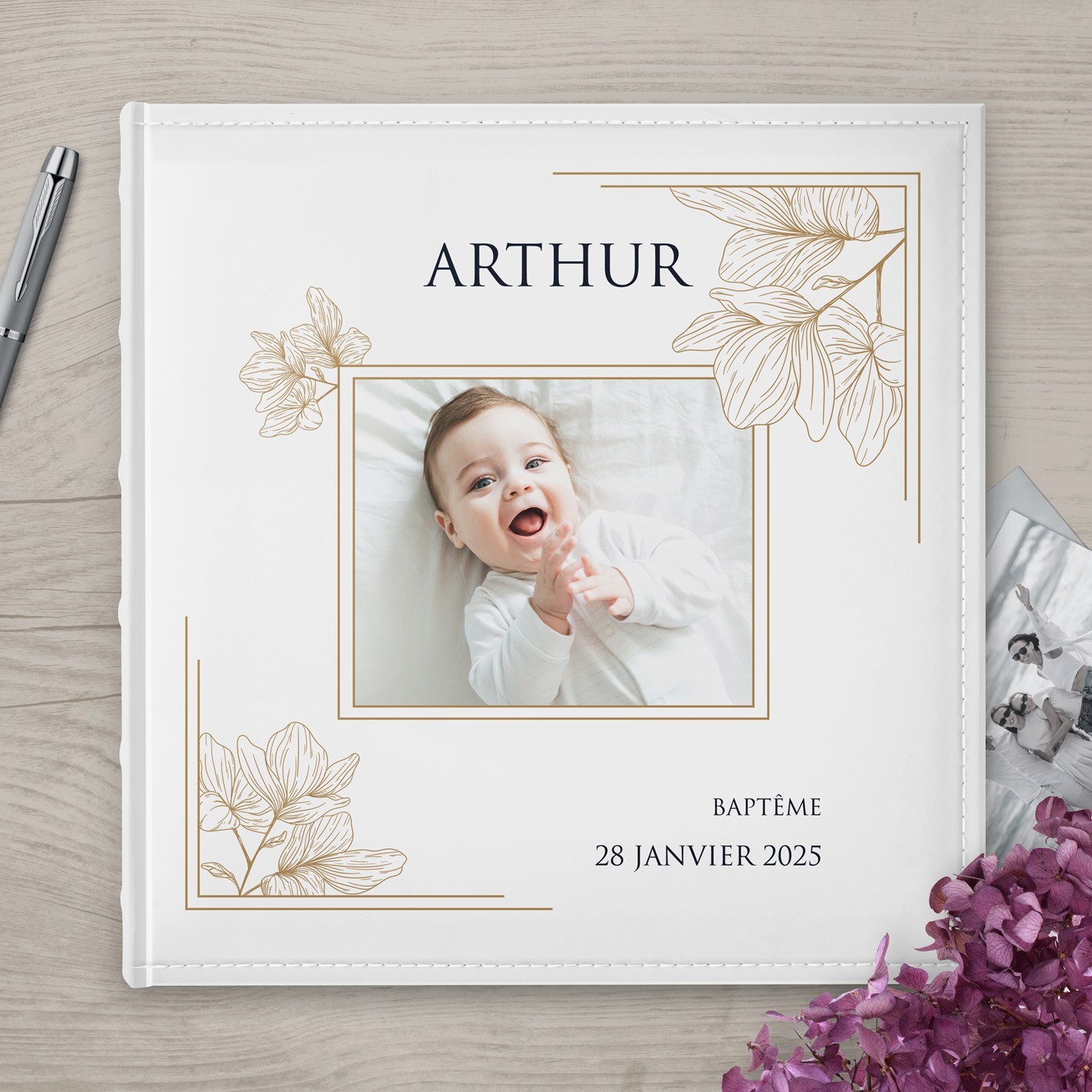 Álbum de fotos Murrano 10x15 con portada impresa para bautizo niños