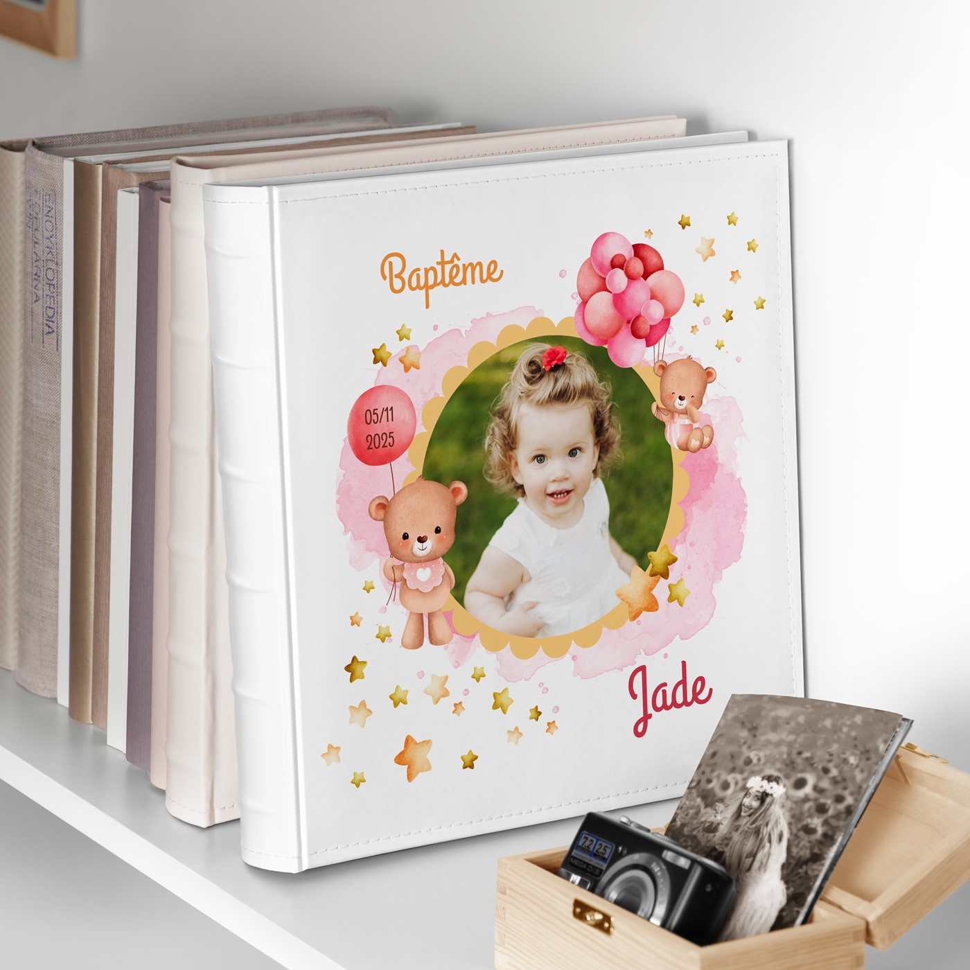 Murrano Photo Album 10x15 with Custom Print for Girl's Baptism