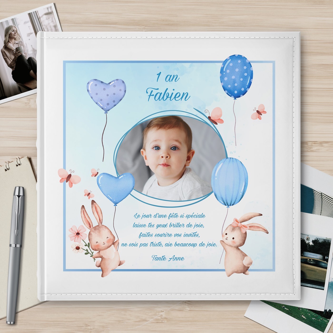 Álbum de fotos Murrano 10x15 para el primer cumpleaños de un niño