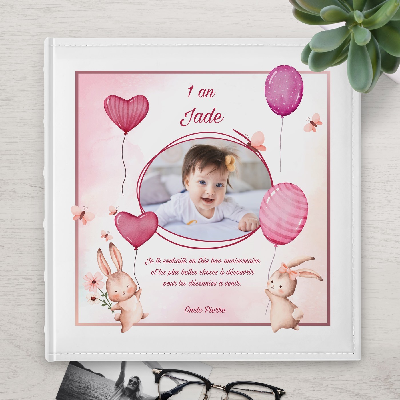 Álbum de fotos Murrano 10x15 para el primer cumpleaños de una niña