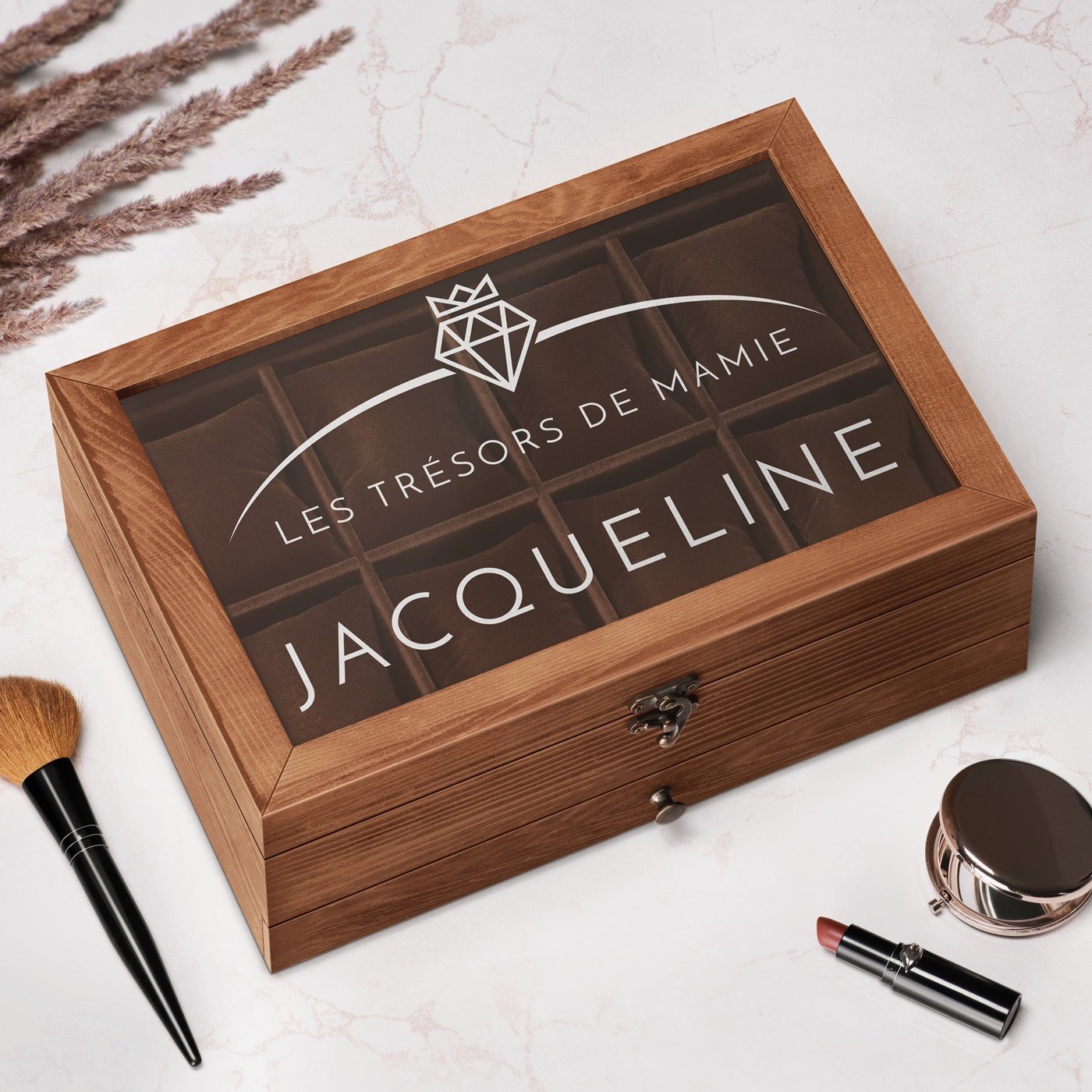 Caja de relojes y joyas personalizada de Murrano para el Día de las Abuelas