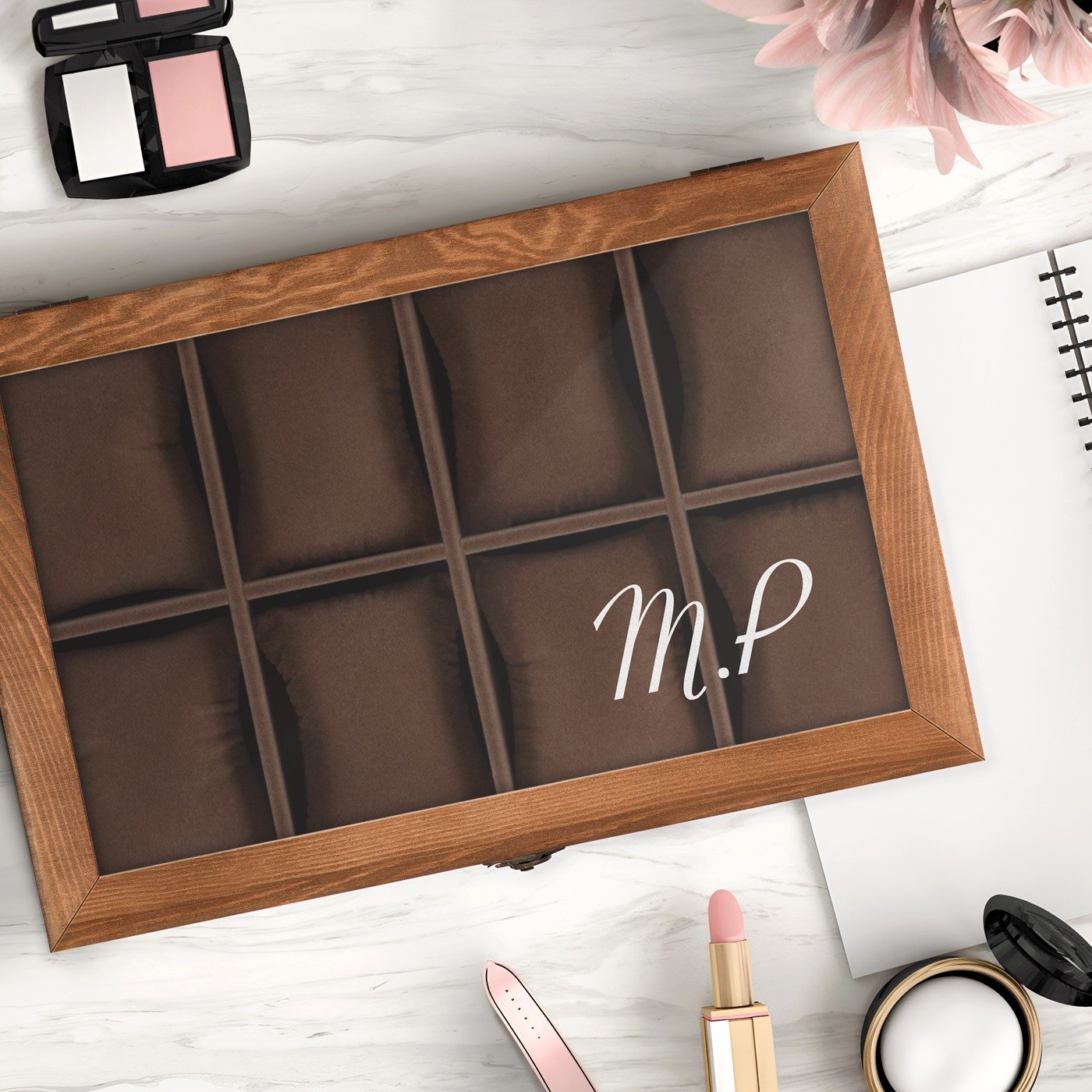 Caja para relojes y joyas Murrano personalizada